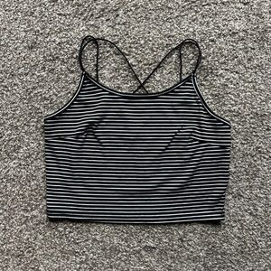 SHEIN Striped Black and White Strappy Crop Top